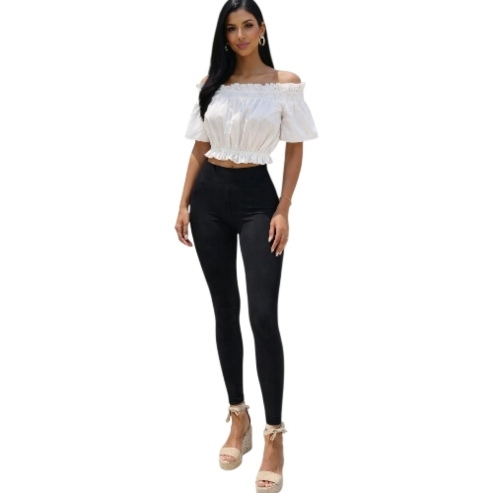 Zara Basic White Ruffled Top. Size M.